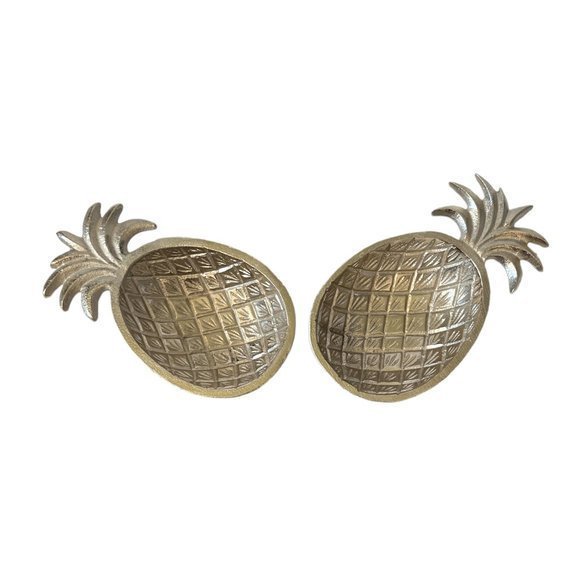 Decorative Metal Pineapple Trinket Dish Decor - Set‎ of Two - Picture 1 of 6